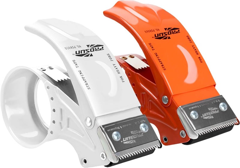 IDHM PROSUN 2 Pack Metal Packing Tape Dispenser Gun: 2-inch Wide Tape dispensers/3-Inch Inner Paper Core(2" Orange+2" White) - Image 1